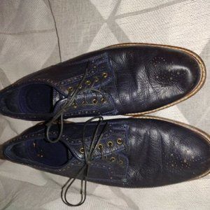 Cole HAAN Mens Navy Blue Leather Oxfords